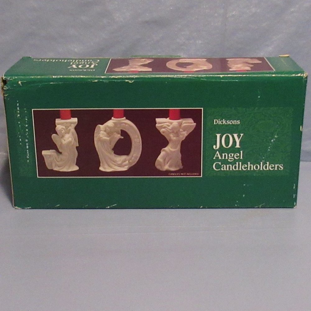 Dicksons Bisque Porcelain Joy Angel Candleholders w/Box